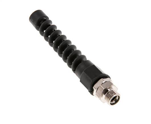 Conector Recto Latón Niquelado 9,5x6,3 & G1/4'' Rosca Macho Protección contra dobleces giratoria