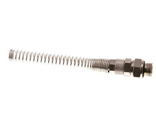 Conector Recto Latón Niquelado 8x5 & G1/4'' Rosca Macho Protección contra dobleces giratoria [2 piezas]