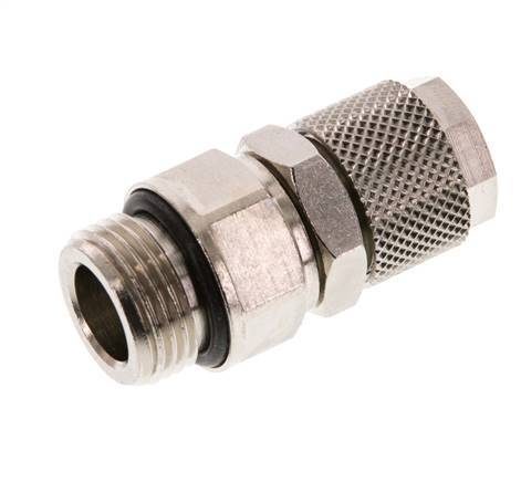 Conector Recto Latón Niquelado 12x8 & G3/8'' Rosca Macho Giratoria