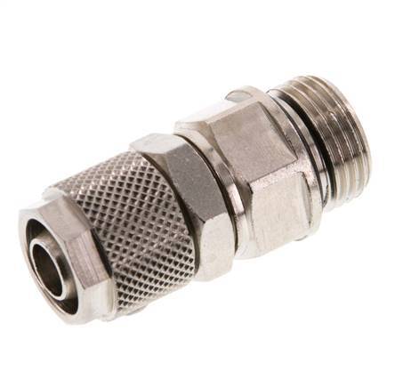 Conector Recto Latón Niquelado 12x8 & G3/8'' Rosca Macho Giratoria