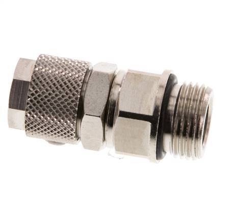 Conector Recto Latón Niquelado 12x8 & G3/8'' Rosca Macho Giratoria