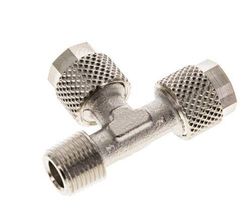 Conector Recto de Latón Niquelado en T 6x4 & R1/8'' Rosca Macho [2 piezas]