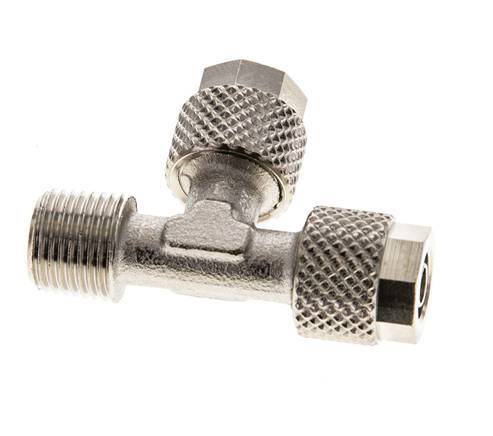 Conector Recto de Latón Niquelado en T 6x4 & R1/8'' Rosca Macho [2 piezas]