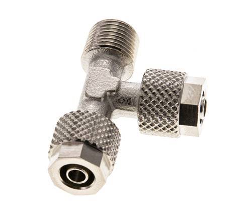 Conector Recto de Latón Niquelado en T 6x4 & R1/8'' Rosca Macho [2 piezas]