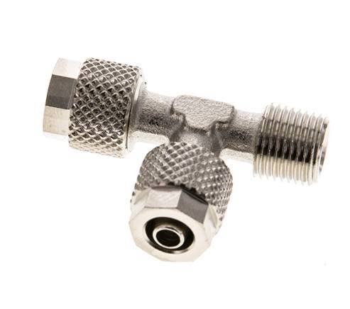 Conector Recto de Latón Niquelado en T 6x4 & R1/8'' Rosca Macho [2 piezas]