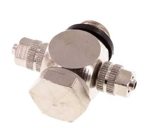 Racor en T Banjo de Latón Niquelado y Junta Tórica 4.3x3 & G1/8'' [10 piezas]