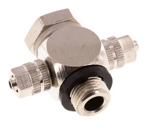 Racor en T Banjo de Latón Niquelado y Junta Tórica 4.3x3 & G1/8'' [10 piezas]