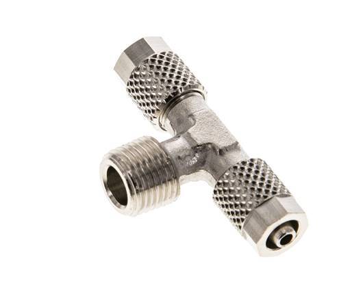 Conector Latón Niquelado en T de 5x3 & R1/8'' Rosca Macho [2 piezas]