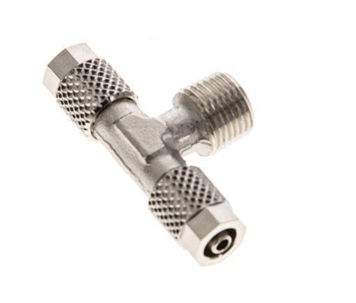 Conector Latón Niquelado en T de 5x3 & R1/8'' Rosca Macho [2 piezas]