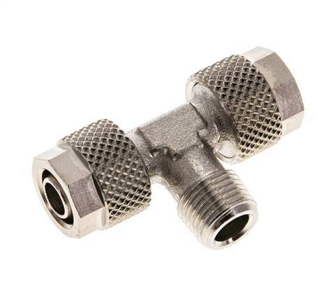 Conector Latón Niquelado en T 8x6 & R1/8'' Rosca Macho [2 piezas]