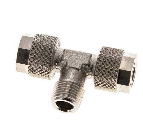 Conector Latón Niquelado en T 8x6 & R1/8'' Rosca Macho [2 piezas]