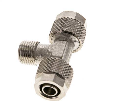 Conector Latón Niquelado en T 8x6 & R1/8'' Rosca Macho [2 piezas]