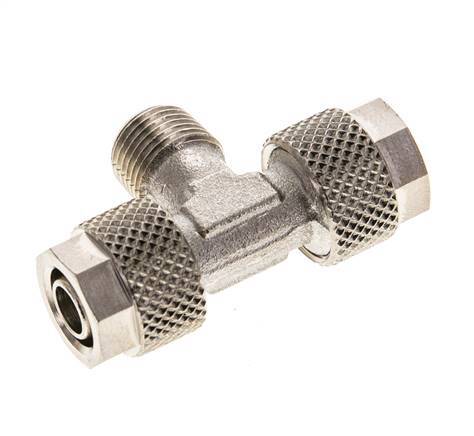 Conector Latón Niquelado en T 8x6 & R1/8'' Rosca Macho [2 piezas]