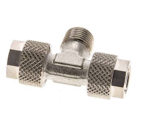 Conector Latón Niquelado en T 8x6 & R1/8'' Rosca Macho [2 piezas]