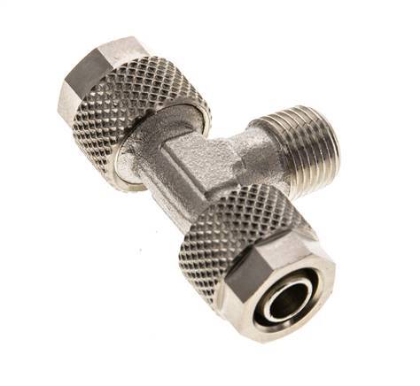 Conector Latón Niquelado en T 8x6 & R1/8'' Rosca Macho [2 piezas]