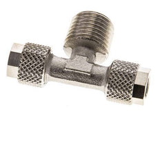 Conector Latón Niquelado en T de 6x4 & R1/4'' Rosca Macho [2 piezas]