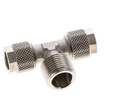 Conector Latón Niquelado en T 10x8 & R3/8'' Rosca Macho [2 piezas]