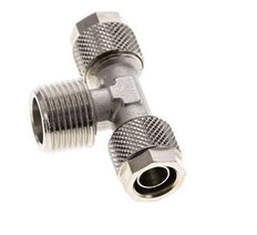 Conector Latón Niquelado en T 10x8 & R3/8'' Rosca Macho [2 piezas]