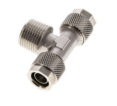Conector Latón Niquelado en T 10x8 & R3/8'' Rosca Macho [2 piezas]