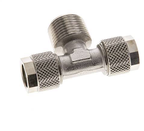 Conector Latón Niquelado en T 10x8 & R3/8'' Rosca Macho [2 piezas]