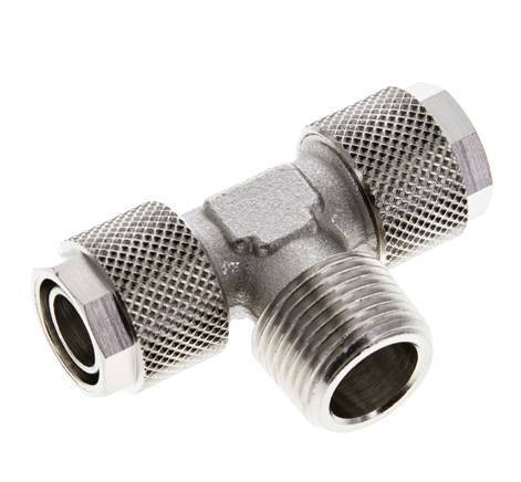 Conector Latón Niquelado en T 12x10 & R3/8'' Rosca Macho