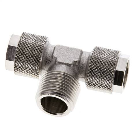Conector Latón Niquelado en T 12x10 & R3/8'' Rosca Macho