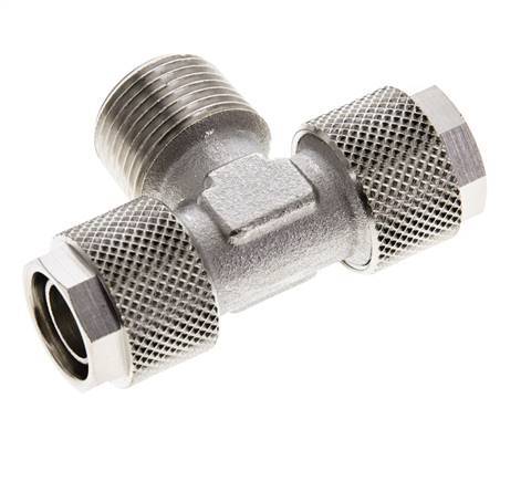 Conector Latón Niquelado en T 12x10 & R3/8'' Rosca Macho