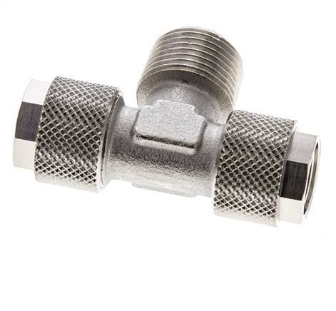 Conector Latón Niquelado en T 12x10 & R3/8'' Rosca Macho
