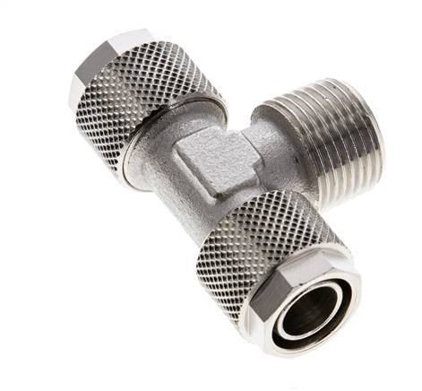 Conector Latón Niquelado en T 12x10 & R3/8'' Rosca Macho