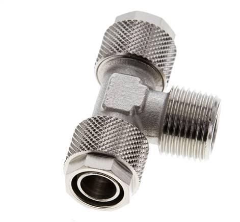 Conector Latón Niquelado en T 12x10 & R3/8'' Rosca Macho