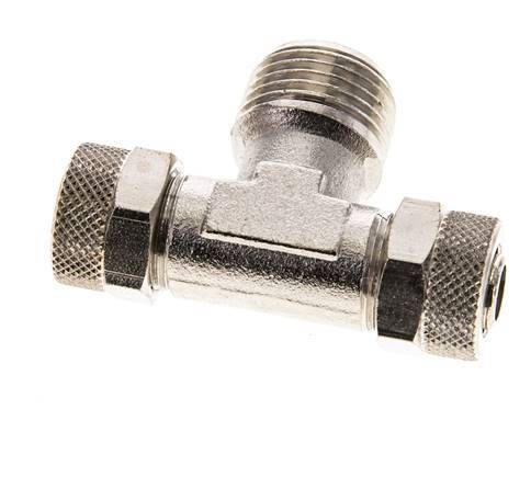 Conector Latón Niquelado en T 12x10 & R1/2'' Rosca Macho