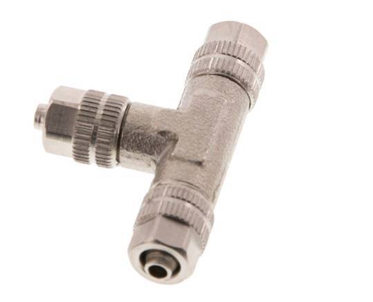 Conector Latón Niquelado en T 4,3x3 de Rosca [2 piezas]