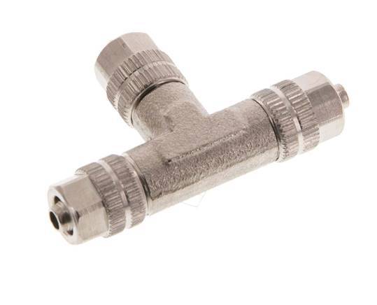 Conector Latón Niquelado en T 4,3x3 de Rosca [2 piezas]