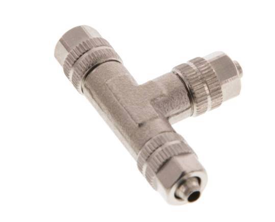 Conector Latón Niquelado en T 4,3x3 de Rosca [2 piezas]