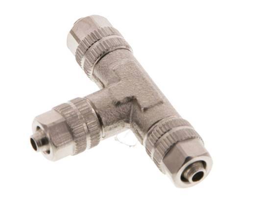 Conector Latón Niquelado en T 4,3x3 de Rosca [2 piezas]