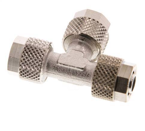 Conector Latón Niquelado en T 8x6 de Rosca [2 piezas]