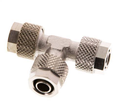 Conector Latón Niquelado en T 8x6 de Rosca [2 piezas]