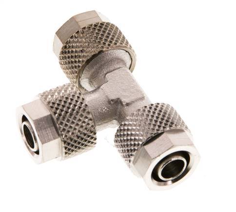 Conector Latón Niquelado en T 8x6 de Rosca [2 piezas]