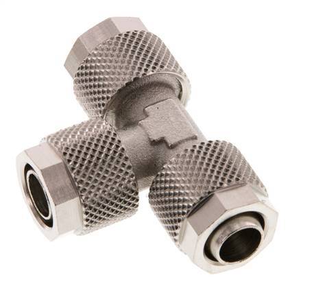 Conector Latón Niquelado en T 10x8 de Rosca [2 piezas]