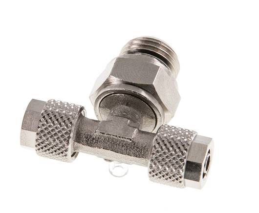 Conector Latón Niquelado en T 6x4 & G1/4'' Rosca Macho Giratoria [2 piezas]