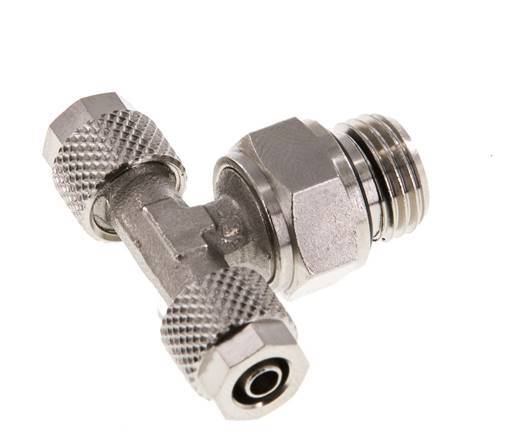 Conector Latón Niquelado en T 6x4 & G1/4'' Rosca Macho Giratoria [2 piezas]