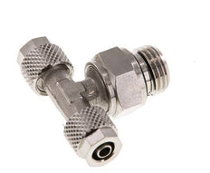 Conector Latón Niquelado en T 6x4 & G1/4'' Rosca Macho Giratoria [2 piezas]
