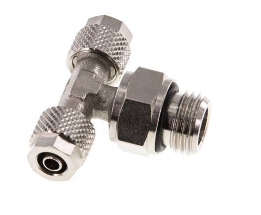 Conector Latón Niquelado en T 6x4 & G1/4'' Rosca Macho Giratoria [2 piezas]