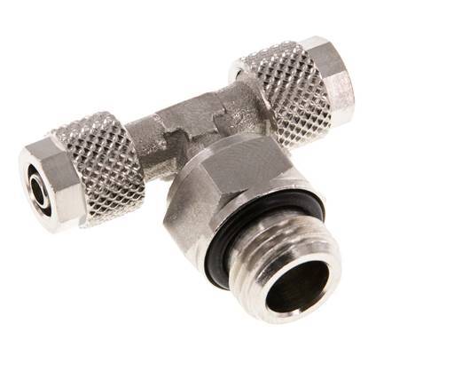 Conector Latón Niquelado en T 6x4 & G1/4'' Rosca Macho Giratoria [2 piezas]