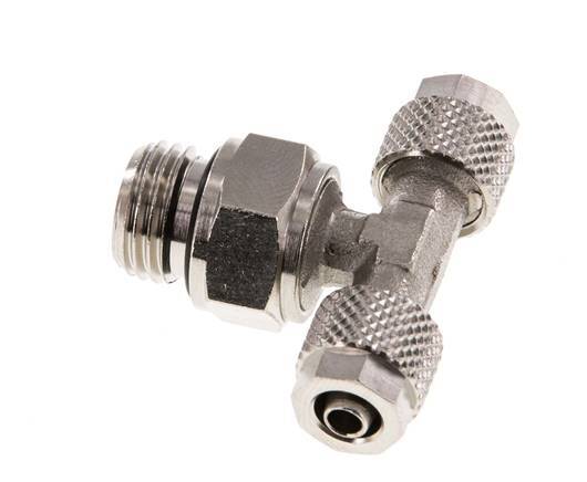 Conector Latón Niquelado en T 6x4 & G1/4'' Rosca Macho Giratoria [2 piezas]