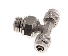 Conector Latón Niquelado en T 6x4 & G1/4'' Rosca Macho Giratoria [2 piezas]