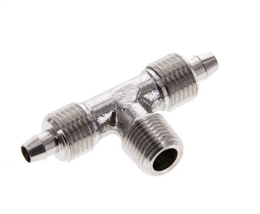 Racor rápido en T de acero inoxidable 1.4404 de 6x4 y R1/8'' con rosca macho