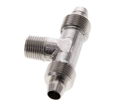 Racor rápido en T de acero inoxidable 1.4404 de 8x6 y R1/8'' con rosca macho