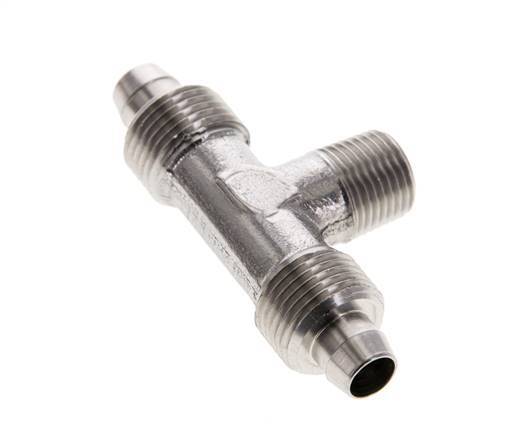 Racor rápido en T de acero inoxidable 1.4404 de 8x6 y R1/8'' con rosca macho