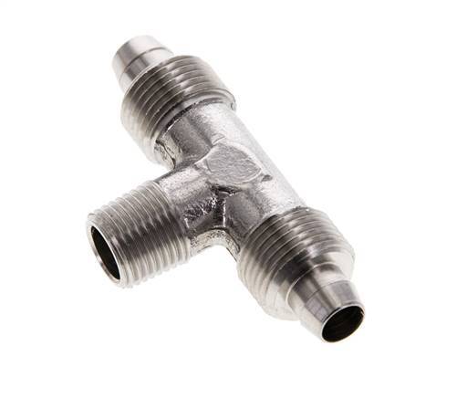 Racor rápido en T de acero inoxidable 1.4404 de 8x6 y R1/8'' con rosca macho